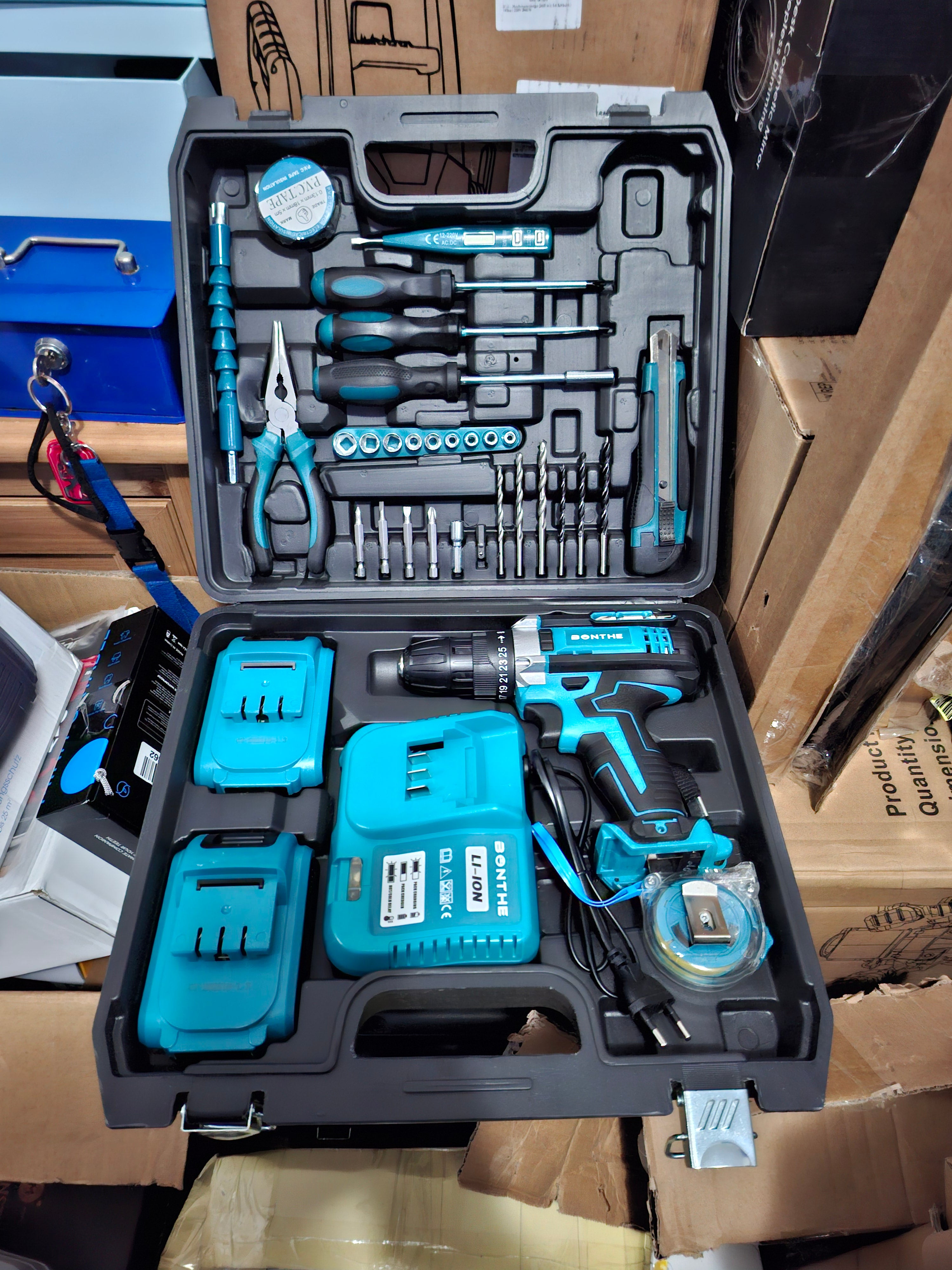 🔧 Taladro Atornillador Inalámbrico Bonthe 21V con Maletín Completo y 2 Baterías