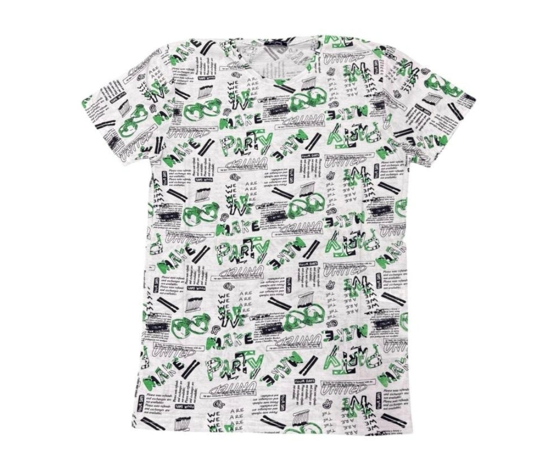 Camiseta Urban Graffiti Verde y Blanca