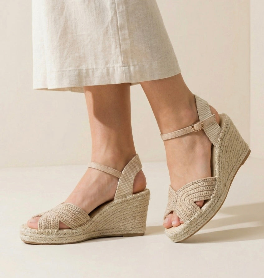 Cuñas de Esparto Beige para Mujer