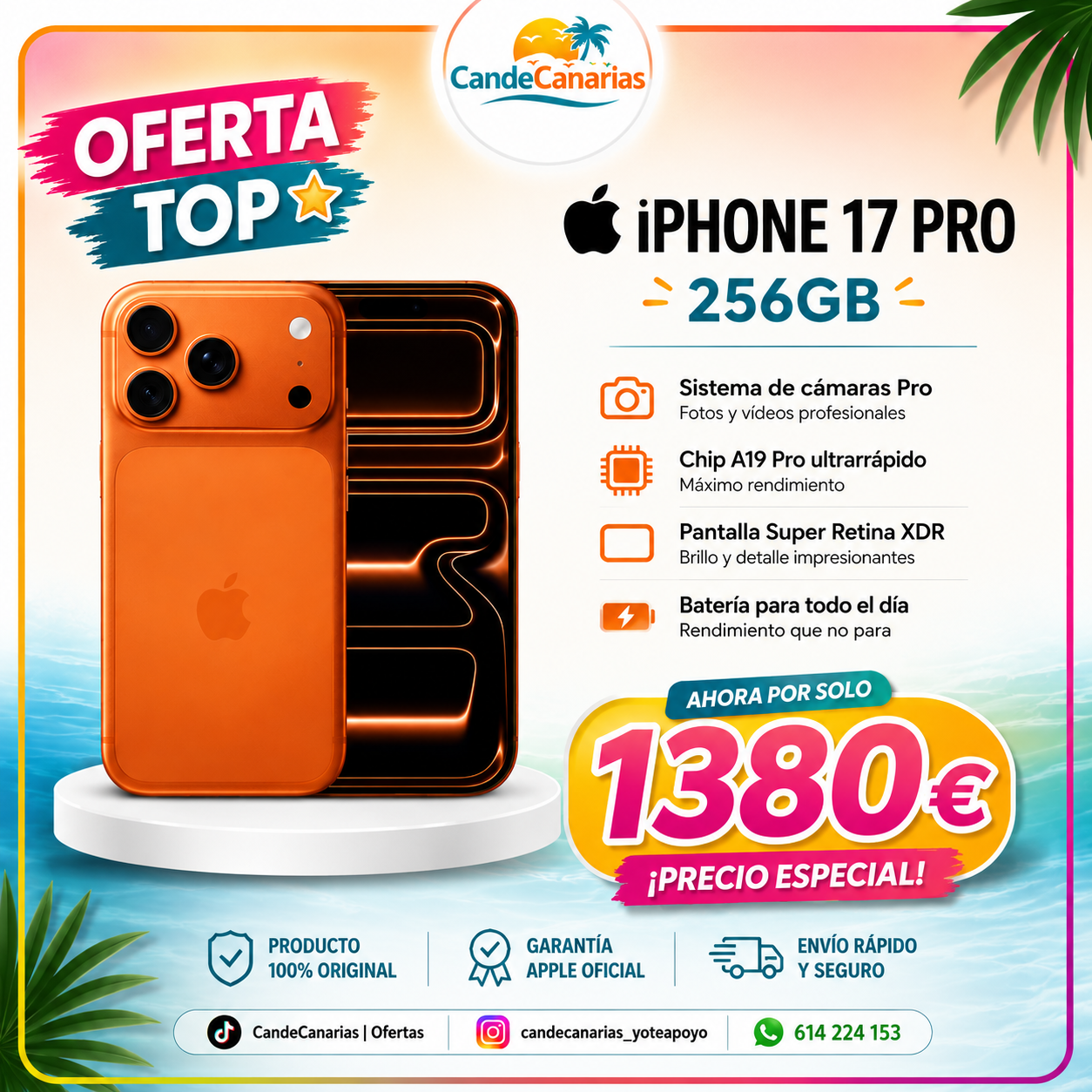 iPhone 17 Pro 256GB Naranja Cósmico | Oferta TOP Apple