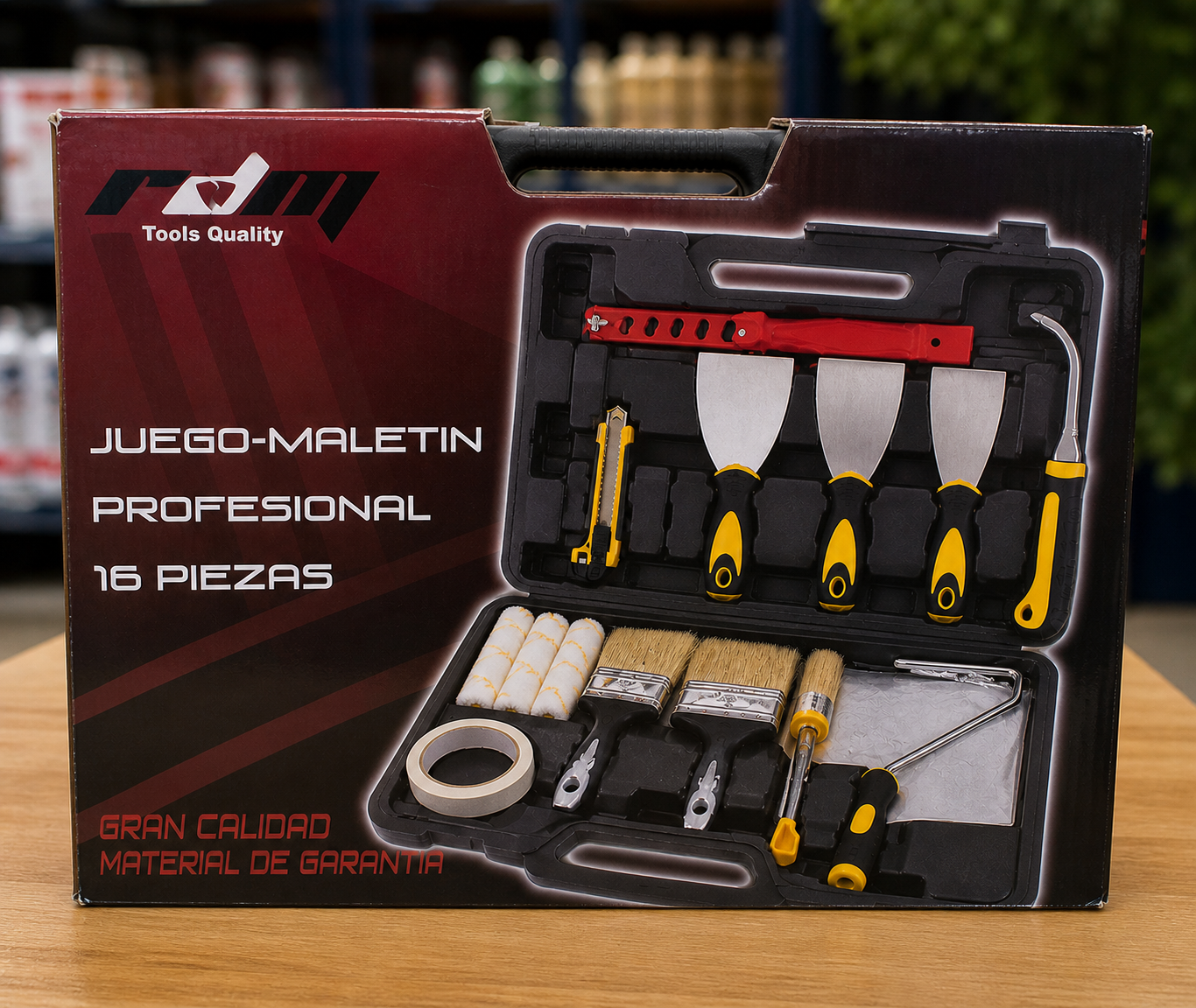 Kit de Herramientas y Pintura 16 Piezas con Maletín (3 Espátulas)